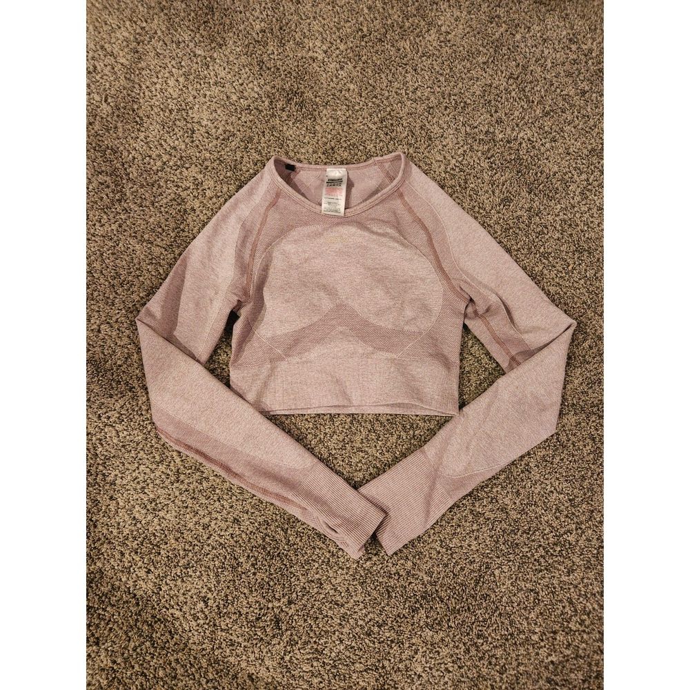 Gymshark Seamless Long Sleeve Crop Top Womens S Heathered Orchid Pink